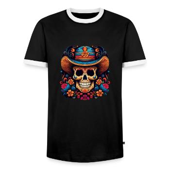 Cinco de Mayo Skull - Männer Kontrast-T-Shirt - Schwarz/Weiß - Vorne - AI Model Female 172 light (172cm) & AI Model Male 178 light (178cm)