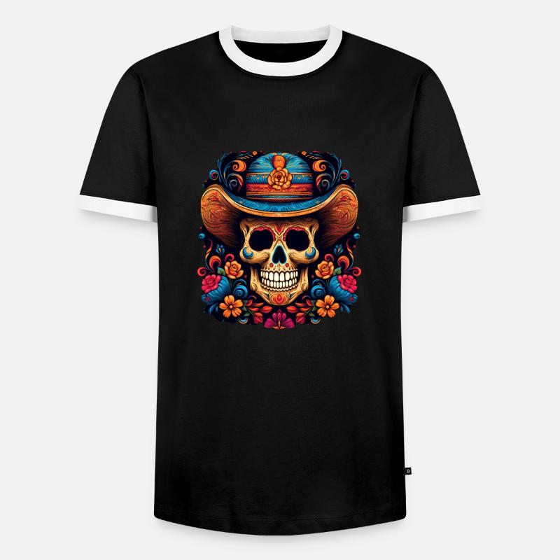 Cinco de Mayo Skull - Männer Kontrast-T-Shirt - Schwarz/Weiß