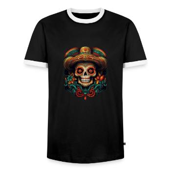 Cinco de Mayo Skull - Männer Kontrast-T-Shirt - Schwarz/Weiß - Vorne - AI Model Female 172 light (172cm) & AI Model Male 178 light (178cm)