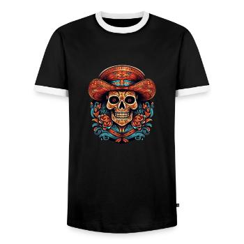 Cinco de Mayo Skull - Männer Kontrast-T-Shirt - Schwarz/Weiß - Vorne - AI Model Female 172 light (172cm) & AI Model Male 178 light (178cm)