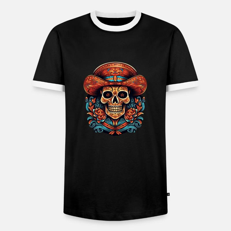Cinco de Mayo Skull - Men's Ringer Shirt - black/white
