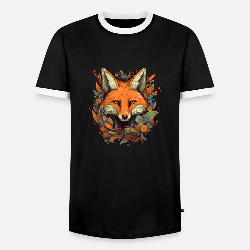 Fuchs - Männer Kontrast-T-Shirt - Schwarz/Weiß