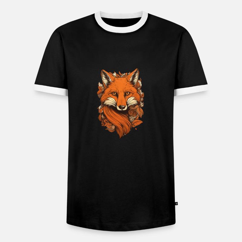 Fuchs - Männer Kontrast-T-Shirt - Schwarz/Weiß