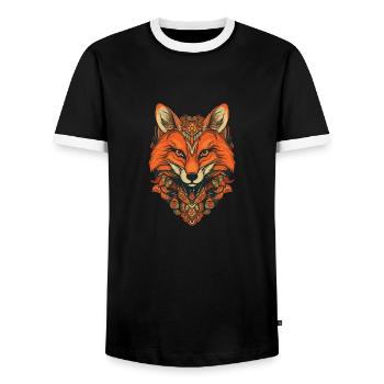 Fox - Men's Ringer Shirt - black/white - Front - AI Model Female 172 light (172cm) & AI Model Male 178 light (178cm)