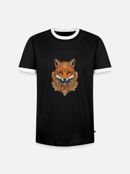 Fuchs - Männer Kontrast-T-Shirt - Schwarz/Weiß