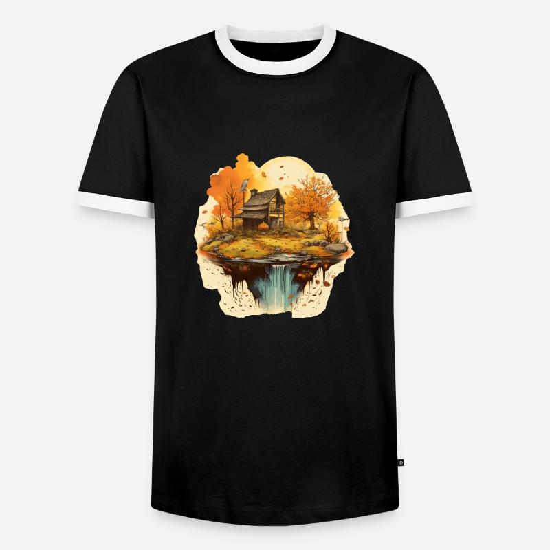 Herbstliche Landschaft - Männer Kontrast-T-Shirt - Schwarz/Weiß