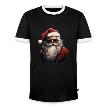 Santa Claus - Men's Ringer Shirt - black/white - Front - AI Model Female 172 light (172cm) & AI Model Male 178 light (178cm)