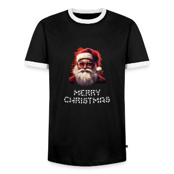 Weihnachtsmann - Marry Christmas - Männer Kontrast-T-Shirt - Schwarz/Weiß - Vorne - AI Model Female 172 light (172cm) & AI Model Male 178 light (178cm)