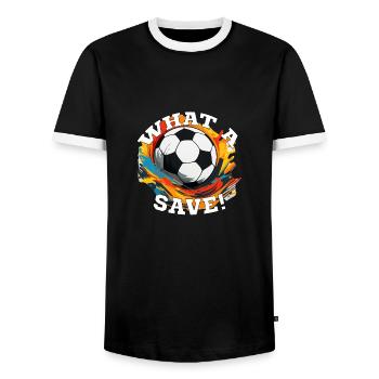 Balle de football - Quelle sauvegarde! - T-shirt contrasté Homme - noir/blanc - Devant - AI Model Female 172 light (172cm) & AI Model Male 178 light (178cm)