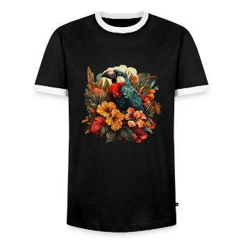 Tropisch - Männer Kontrast-T-Shirt - Schwarz/Weiß - Vorne - AI Model Female 172 light (172cm) & AI Model Male 178 light (178cm)