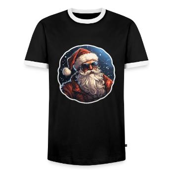Santa Claus - illustration - Men's Ringer Shirt - black/white - Front - AI Model Female 172 light (172cm) & AI Model Male 178 light (178cm)