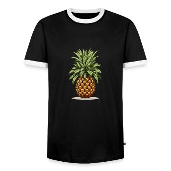 Pineapple - illustration - Men's Ringer Shirt - black/white - Front - AI Model Female 172 light (172cm) & AI Model Male 178 light (178cm)