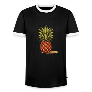 Pineapple - illustration - Men's Ringer Shirt - black/white - Front - AI Model Female 172 light (172cm) & AI Model Male 178 light (178cm)