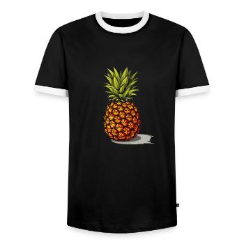 Pineapple - illustration - Men's Ringer Shirt - black/white - Front - AI Model Female 172 light (172cm) & AI Model Male 178 light (178cm)