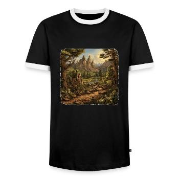 Landschaft - Illustration - Männer Kontrast-T-Shirt - Schwarz/Weiß - Vorne - AI Model Female 172 light (172cm) & AI Model Male 178 light (178cm)