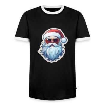 Santa Claus - illustration - Men's Ringer Shirt - black/white - Front - AI Model Female 172 light (172cm) & AI Model Male 178 light (178cm)