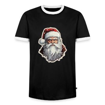 Santa Claus - illustration - Men's Ringer Shirt - black/white - Front - AI Model Female 172 light (172cm) & AI Model Male 178 light (178cm)