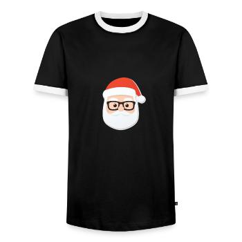 Santa Claus - illustration - Men's Ringer Shirt - black/white - Front - AI Model Female 172 light (172cm) & AI Model Male 178 light (178cm)