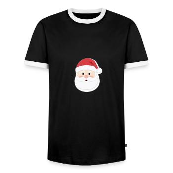 Santa Claus - illustration - Men's Ringer Shirt - black/white - Front - AI Model Female 172 light (172cm) & AI Model Male 178 light (178cm)