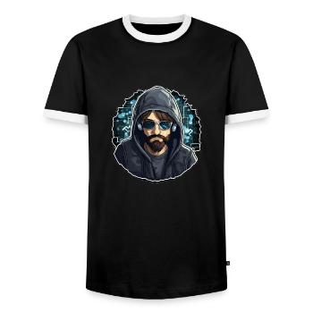 Ethical Hacker - Illustration - Men's Ringer Shirt - black/white - Front - AI Model Female 172 light (172cm) & AI Model Male 178 light (178cm)