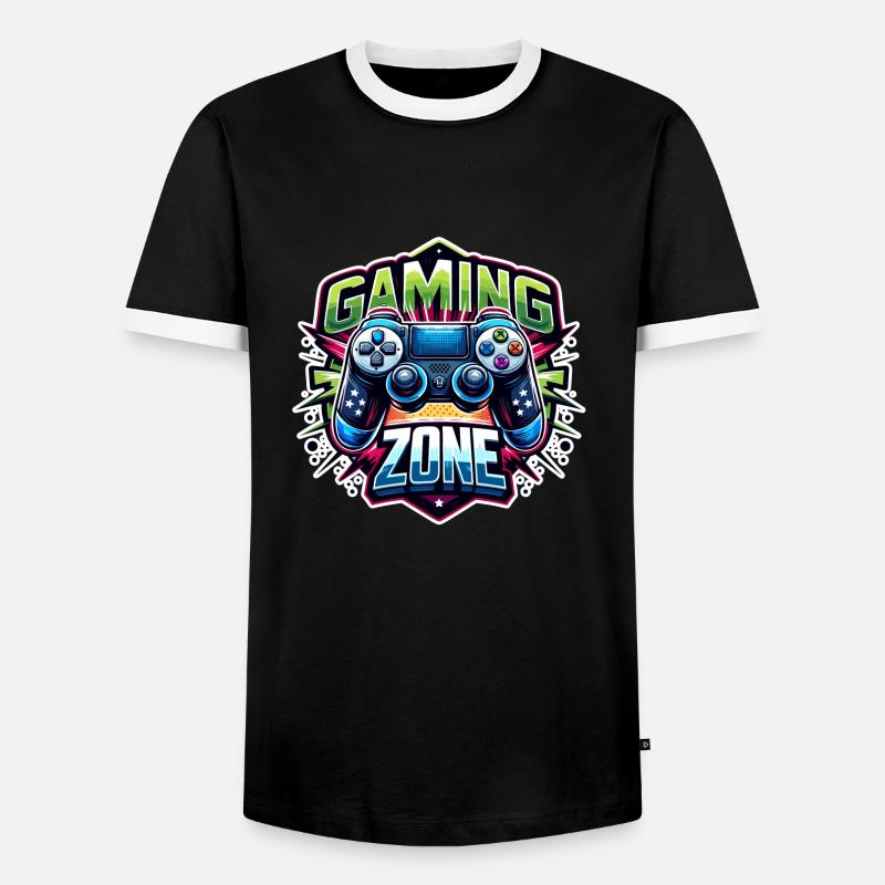 Gaming Zone - Controller Illustration - Men's Ringer Shirt - black/white