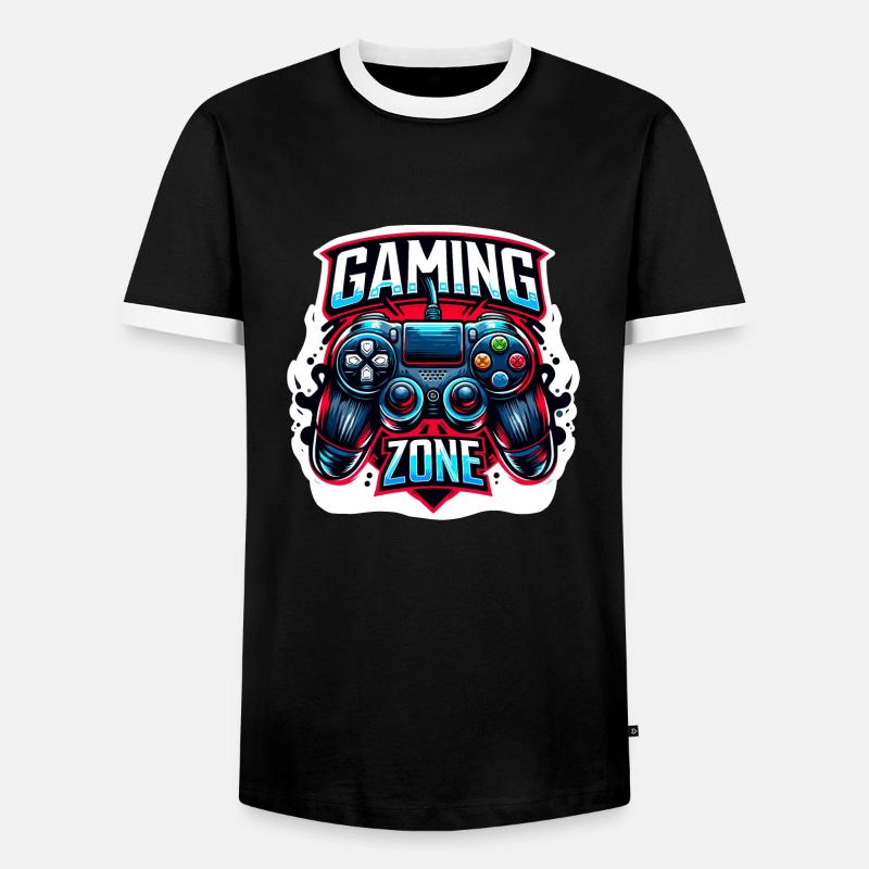 Gaming Zone - Controller Illustration - Men's Ringer Shirt - black/white