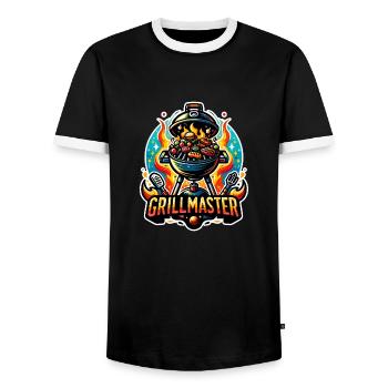 GrillMaster - Illustration de gril - T-shirt contrasté Homme - noir/blanc - Devant - AI Model Female 172 light (172cm) & AI Model Male 178 light (178cm)