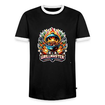 GrillMaster - Illustration de gril - T-shirt contrasté Homme - noir/blanc - Devant - AI Model Female 172 light (172cm) & AI Model Male 178 light (178cm)