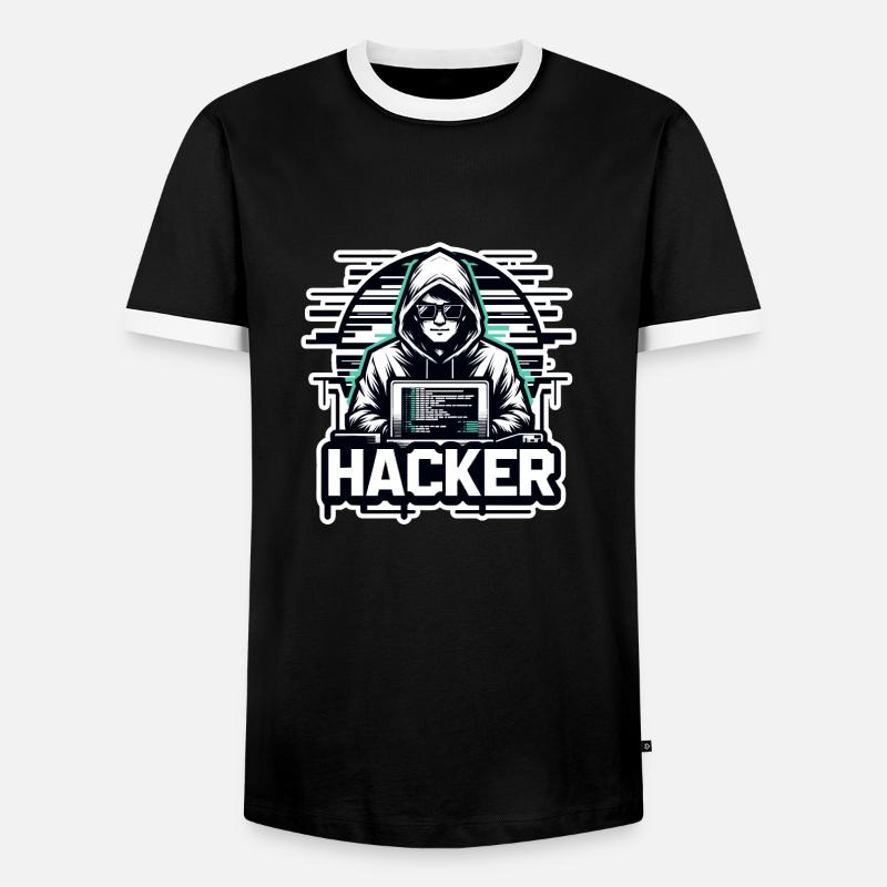 Hacker - Illustration - Men's Ringer Shirt - black/white