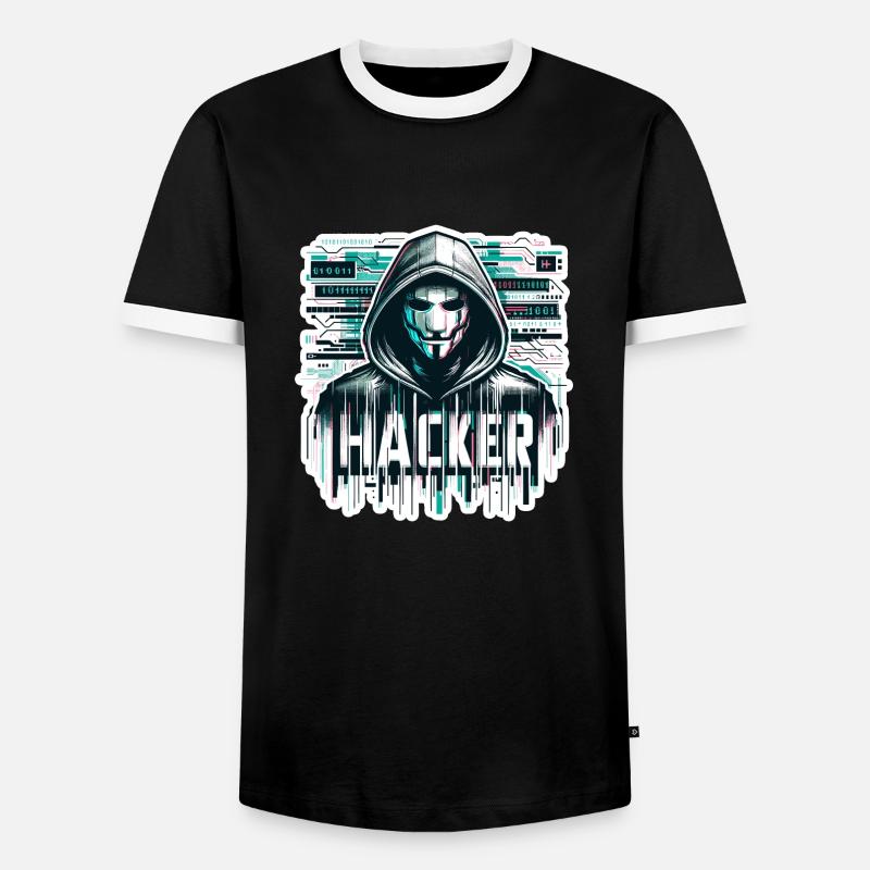 Hacker - Illustration - Men's Ringer Shirt - black/white