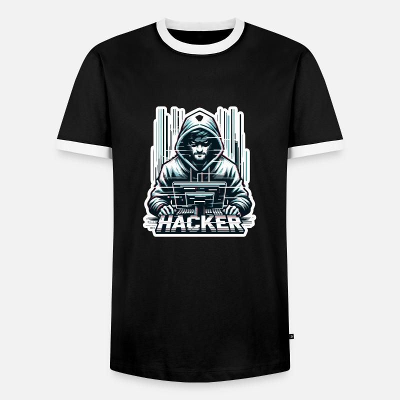 Hacker - Illustration - Men's Ringer Shirt - black/white