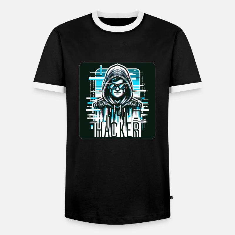 Hacker - Illustration - Männer Kontrast-T-Shirt - Schwarz/Weiß