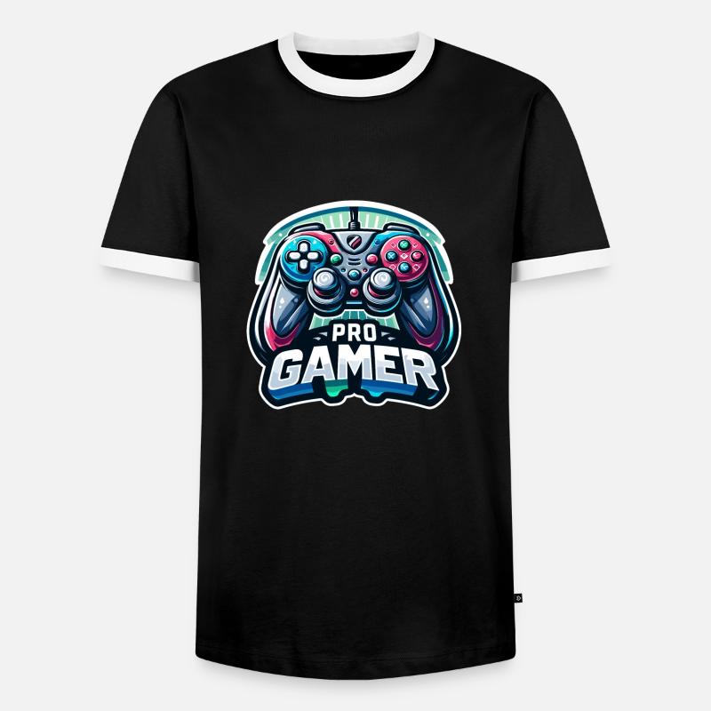 Pro Gamer - Controller Illustration - Männer Kontrast-T-Shirt - Schwarz/Weiß