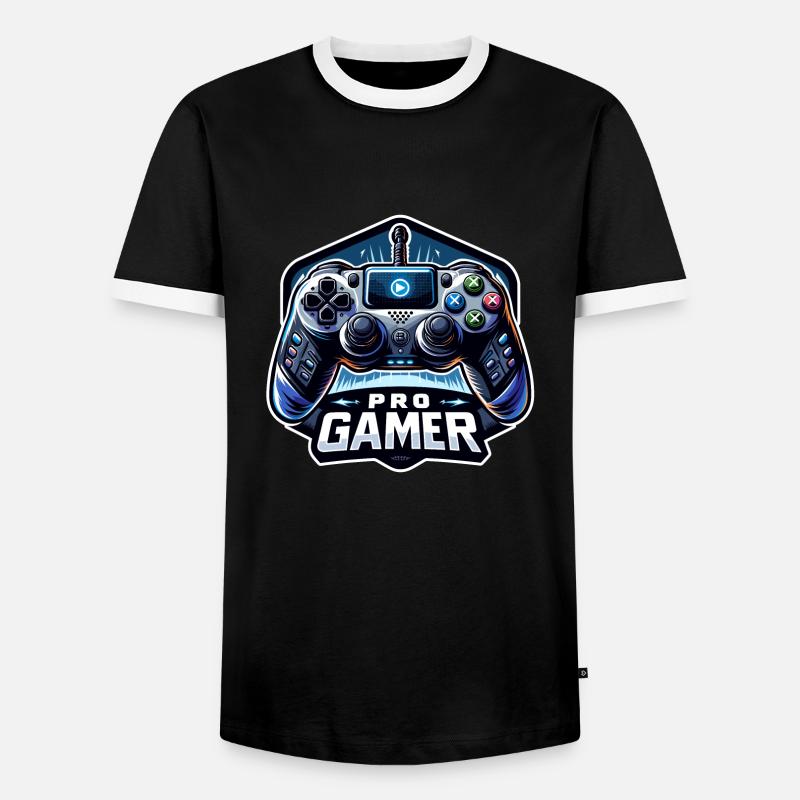 Pro Gamer - Controller Illustration - Männer Kontrast-T-Shirt - Schwarz/Weiß