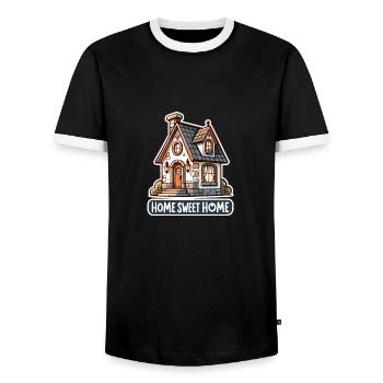 Home Sweet Home - Illustration de maison - T-shirt contrasté Homme - noir/blanc - Devant - AI Model Female 172 light (172cm) & AI Model Male 178 light (178cm)