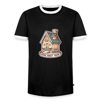 Home Sweet Home - Illustration de maison - T-shirt contrasté Homme - noir/blanc - Devant - AI Model Female 172 light (172cm) & AI Model Male 178 light (178cm)