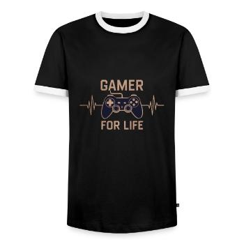 Gamer for life - Männer Kontrast-T-Shirt - Schwarz/Weiß - Vorne - AI Model Female 172 light (172cm) & AI Model Male 178 light (178cm)