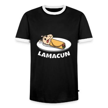 Lamacun Lama Alpaga Kebab Lahmacun Nourriture - T-shirt contrasté Homme - noir/blanc - Devant - AI Model Female 172 light (172cm) & AI Model Male 178 light (178cm)