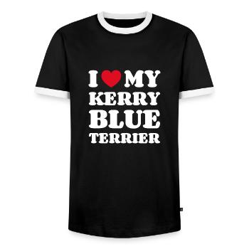 J’aime mon propriétaire de chien Kerry Blue Terrier - T-shirt contrasté Homme - noir/blanc - Devant - AI Model Female 172 light (172cm) & AI Model Male 178 light (178cm)