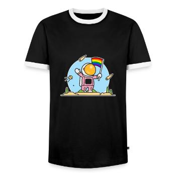 Gay astronaut - Men's Ringer Shirt - black/white - Front - AI Model Female 172 light (172cm) & AI Model Male 178 light (178cm)