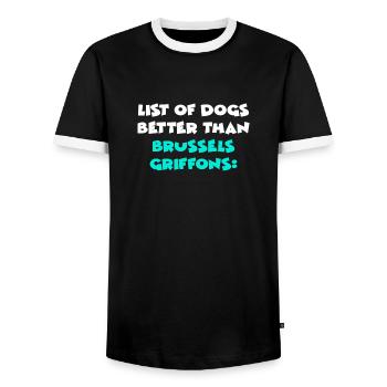 Brussels Griffon Belgian Dwarf Griffon - Men's Ringer Shirt - black/white - Front - AI Model Female 172 light (172cm) & AI Model Male 178 light (178cm)