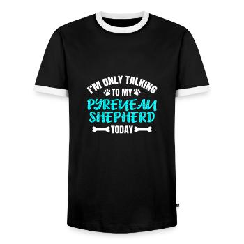 Pyrenean Shepherd Pyrenäenschäferhund - Men's Ringer Shirt - black/white - Front - AI Model Female 172 light (172cm) & AI Model Male 178 light (178cm)