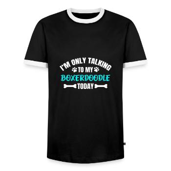 Boxerdoodle - Men's Ringer Shirt - black/white - Front - AI Model Female 172 light (172cm) & AI Model Male 178 light (178cm)