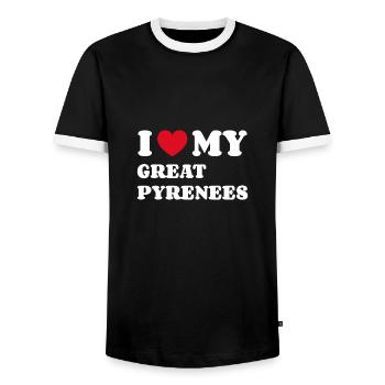 I Love My Great Pyrenees - Men's Ringer Shirt - black/white - Front - AI Model Female 172 light (172cm) & AI Model Male 178 light (178cm)