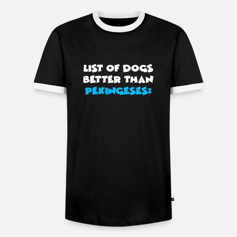 Pekingese - Männer Kontrast-T-Shirt - Schwarz/Weiß