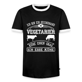 Secondhand Vegetarier - Männer Kontrast-T-Shirt - Schwarz/Weiß - Vorne - AI Model Female 172 light (172cm) & AI Model Male 178 light (178cm)