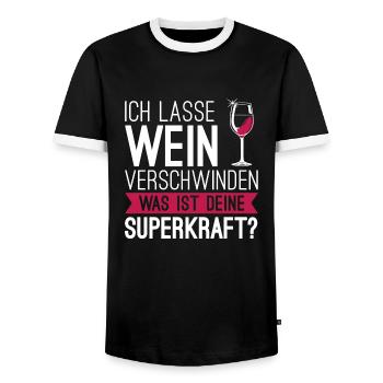 Ich lasse Wein verschwinden... - Männer Kontrast-T-Shirt - Schwarz/Weiß - Vorne - AI Model Female 172 light (172cm) & AI Model Male 178 light (178cm)