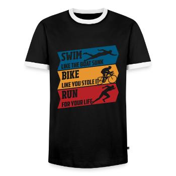 Natation - vélo - course - T-shirt contrasté Homme - noir/blanc - Devant - AI Model Female 172 light (172cm) & AI Model Male 178 light (178cm)