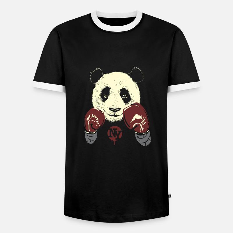 Panda - Männer Kontrast-T-Shirt - Schwarz/Weiß