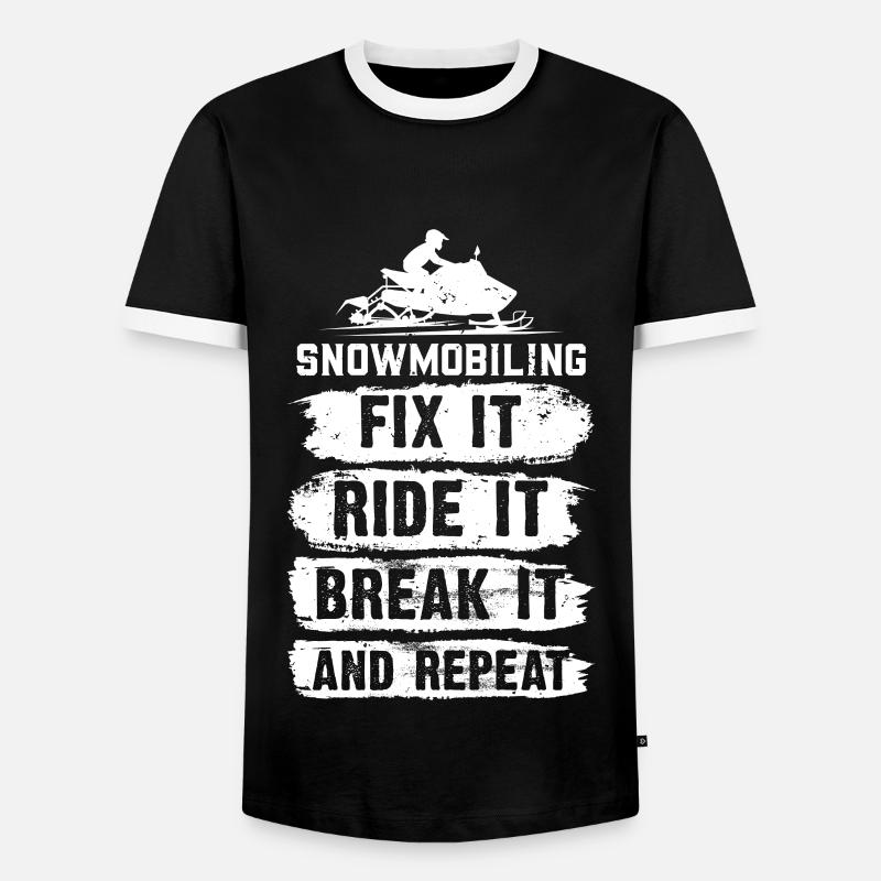 Snowmobiling, Fix It, Ride It, Break It And Repeat - Männer Kontrast-T-Shirt - Schwarz/Weiß